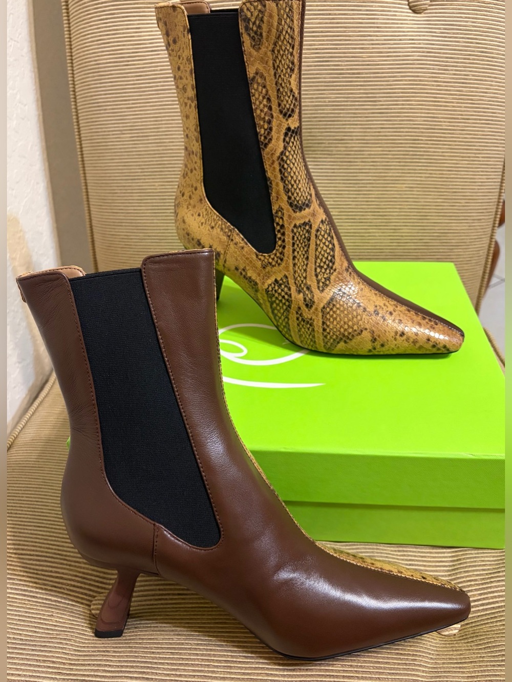 NWT Sam Edelman Sammie Snakeskin Print Split-Design Leather Bootie - Size 8
